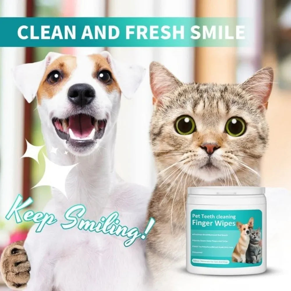 Cat Ear Wipes | Pet Ear & Eye Cleaning Finger Wipes | Remove Wax & Odor | 50 Wipes for Dogs/Cats