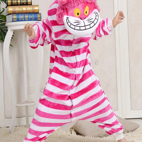 Cheshire Cat Flannel Pajamas for Women | One-Piece Cotton Sleepwear | Autumn/Winter Home Wear