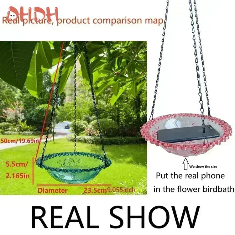 Flower-Shaped Hanging Bird Feeder & Birdbath | Outdoor Garden Tray for Hummingbirds & Wild Birds | Yard & Farm Decor