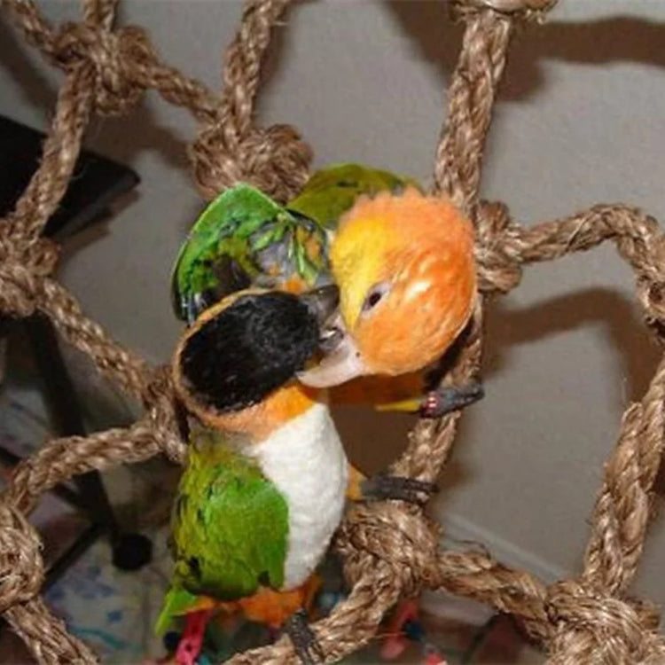 40*40cm Parrot Climbing Net | Bird Toy Swing Rope Net | Bird Stand Hammock with Hook | Hanging Chewing Biting Toy for Parrots
