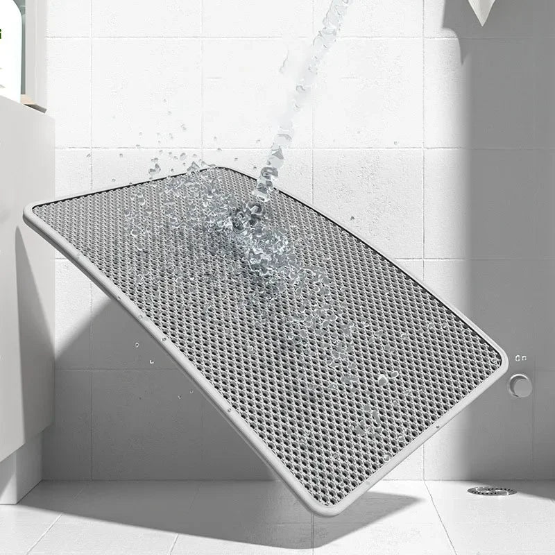 Cat Litter Mat - Double Layer | Cat Litter Box Waterproof Mat | Non-slip Sand Cat Pad | Foldable Washable Mat | Pet Clean Supplies