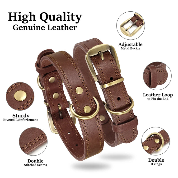 Durable Real Leather Dog Collar – Adjustable & Heavy-Duty for Medium to Large Dogs