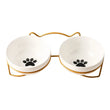 Ceramic Cat Bowl | Food & Water Bowl for Cats/Dogs | Double Ceramic Bowl Set | Cervical Protection | Pet Feeding Supplies