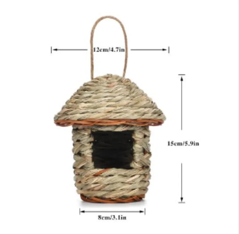 Natural Woven Bird Nest | Hanging Grass Egg Cage for Finches, Parrots & Small Birds | Handcrafted Outdoor Bird House