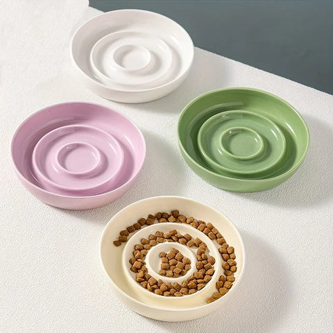 New Ceramic Cat Slow Food Bowl | Anti-choking Small Dog Food Bowl | Pet Supply