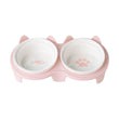 Ceramic Double Cat Bowl | Food & Water Bowl Set | Elevated Pet Bowl for Cervical Spine Protection | Cat Supplies