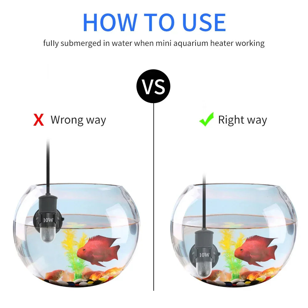 USB Mini Aquarium Heater – Adjustable 18–34°C, 10W Submersible Heating Rod for Small Tanks (2L)