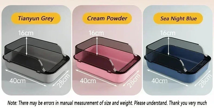 Cat Litter Box | High Side Thicken Semi Enclosed | Splashproof Large Capacity Tray | Removable Scoop | Easy Clean Cat Toilet