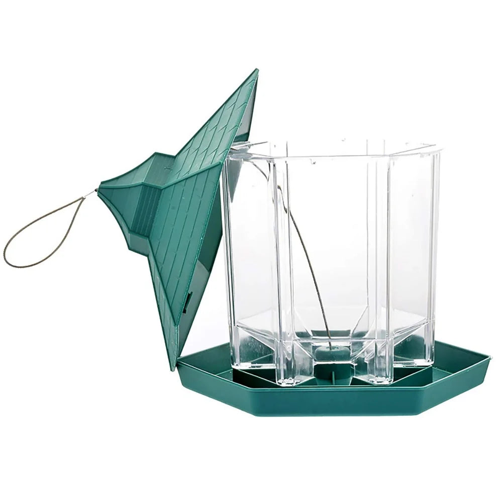 Wild Bird Feeder | Hanging Hexagonal Roof Pavilion | Semi-Automatic Garden Decoration | 1PCS