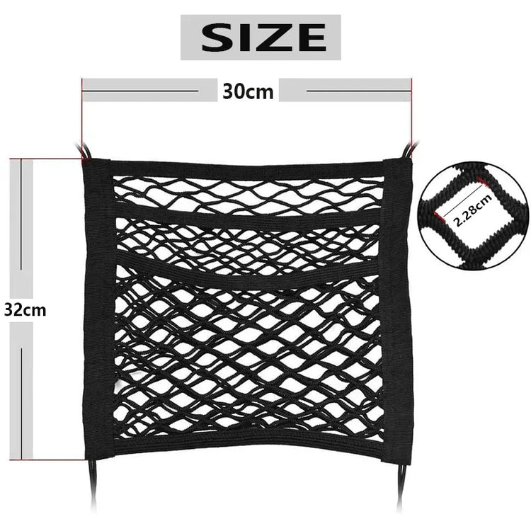 Dog Car Net Barrier with Storage Bag – Rear Seat Safety Fence for Pets and Kids