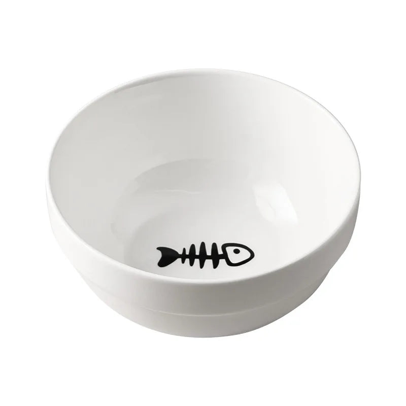 Ceramic Cat Bowl | Food & Water Bowl for Cats/Dogs | Double Ceramic Bowl Set | Cervical Protection | Pet Feeding Supplies