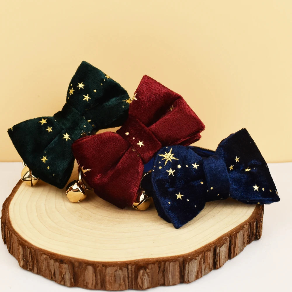 Cat Collar Bowknot | Adjustable Safety Personalized Pet Collar - Customized Name | Soft Corduroy with Bell