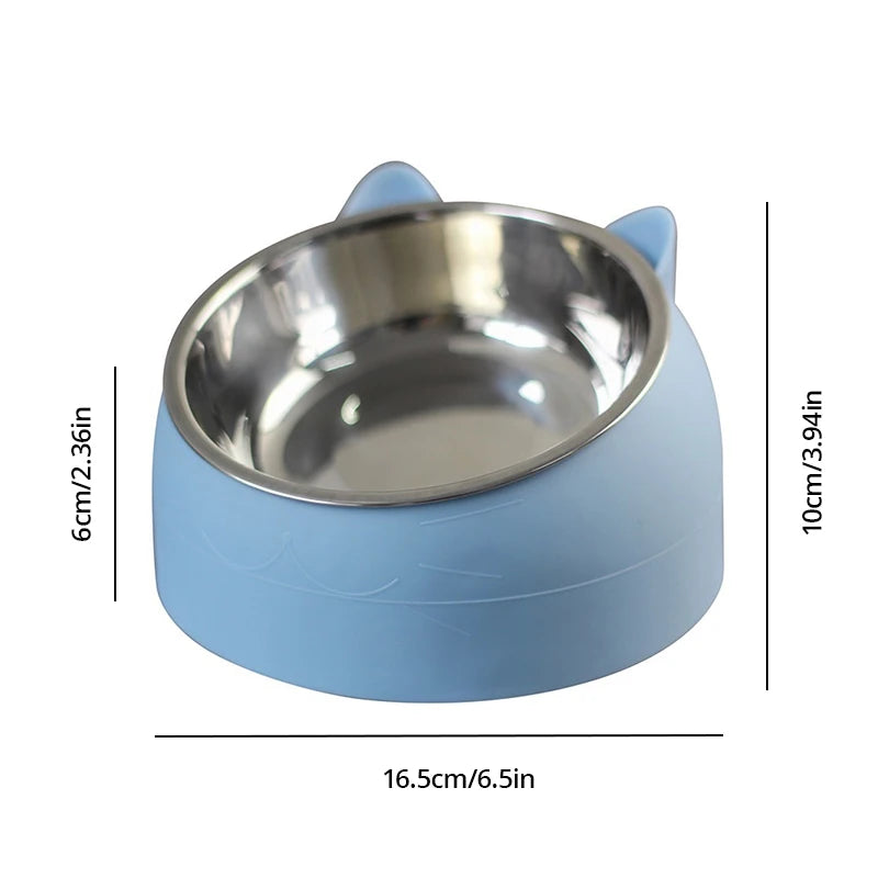Stainless Steel Pet Bowl | Inclined Cat Dog Feeder | Creative Anti-Spill Design | Removable Inner Bowl | Feeding Bowl for Cats & Small Dogs