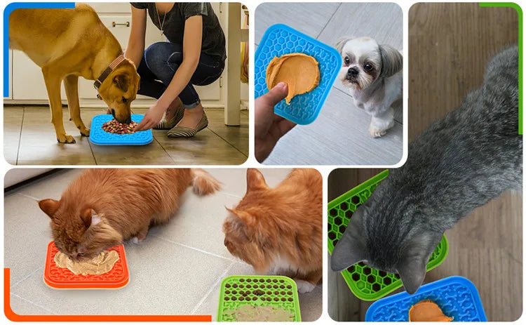 Silicone Pet Licking Mat for Cats/Dogs | Anti-Choking Slow Food Bowl | Bath Distraction Plate | Pet Supplies Cutlery