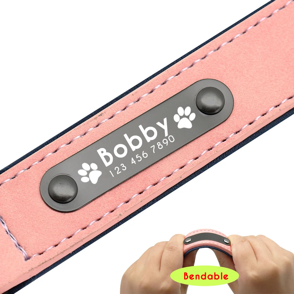 Custom Leather Dog Collar and Leash Set – Personalized, Durable, and Padded for Small to Large Dogs