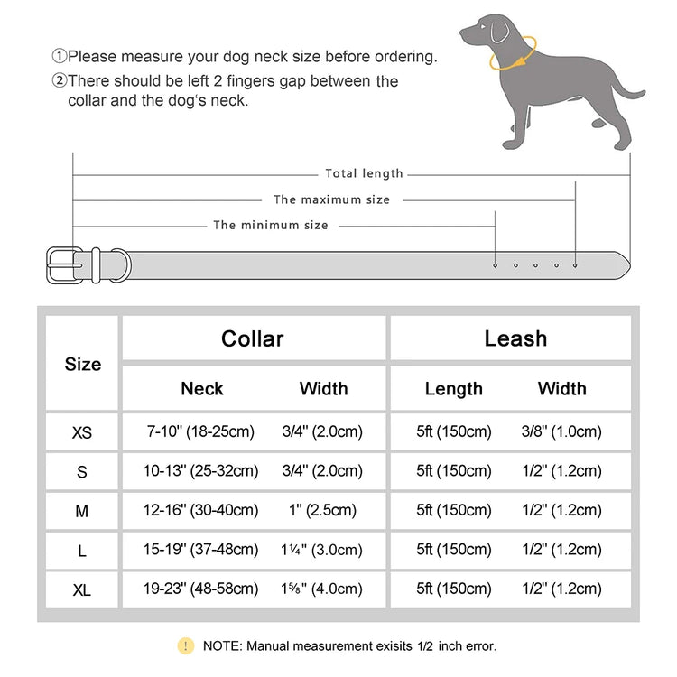 Genuine leather dog collar and leash set – durable and comfortable for small to medium dogs