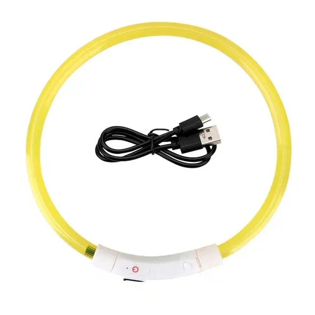 USB Rechargeable LED Luminous Dog Collar – Safety Glowing Night Collar with 3 Light Modes