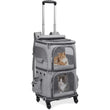 Double-Layer Pet Carrier Backpack with Spinner Wheels – Large Capacity Foldable Cat & Small Dog Trolley Bag for Outdoor Travel