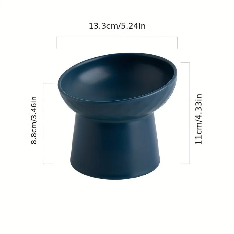 Ceramic Raised Cat Food Bowls | Tilted Elevated Cat Food Bowl Stress Free Backflow Prevention | Microwave Safe Dishwasher