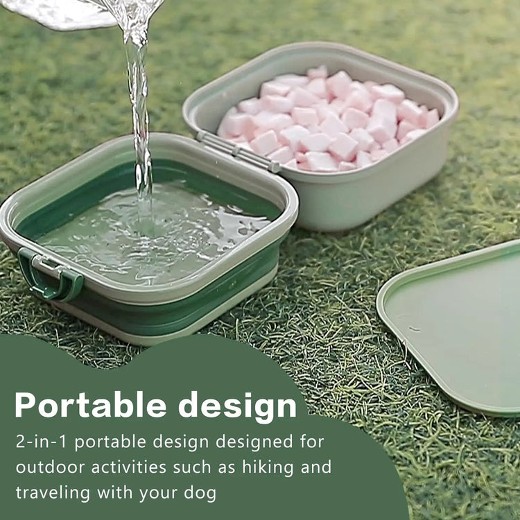 Collapsible Dog Water Bowl with Leak-Proof Lid – Portable 2-in-1 Food & Water Feeder for Small Dogs, Travel & Outdoor Use