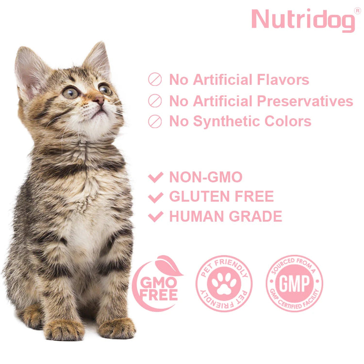 Skin & Coat Cat Chews | Omega 3, Vitamin E, Biotin Supplements | Healthy Skin & Glossy Coat | Anti-Shedding Support | Salmon Flavor