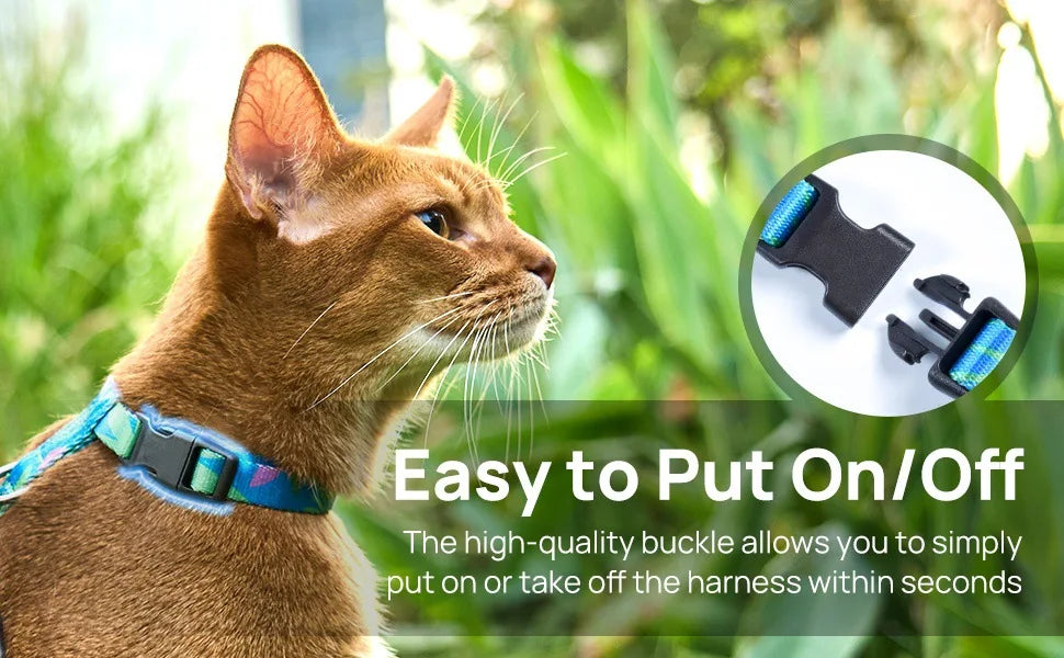 Cat Carrier – Lightweight & Escape-Proof | Adjustable Soft Harness & Leash Set for Walking & Travel | Secure & Breathable Kitten Harness