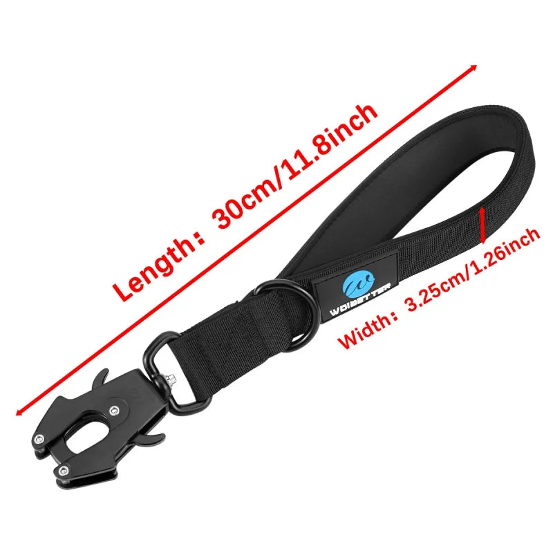 Short Padded Traffic Lead for Dogs – Heavy-Duty Nylon Leash with Quick Release Clip
