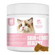 Skin & Coat Cat Chews | Omega 3, Vitamin E, Biotin Supplements | Healthy Skin & Glossy Coat | Anti-Shedding Support | Salmon Flavor
