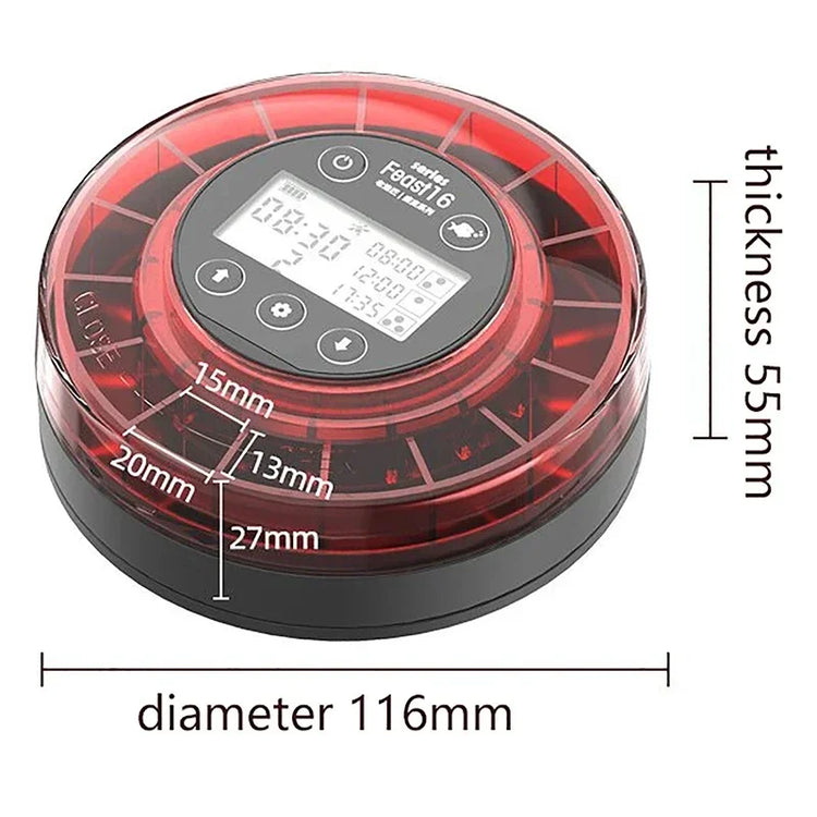 Automatic Fish Feeder for Aquarium with LCD Display and USB Rechargeable Timer – 3-Speed Adjustable Food Dispenser