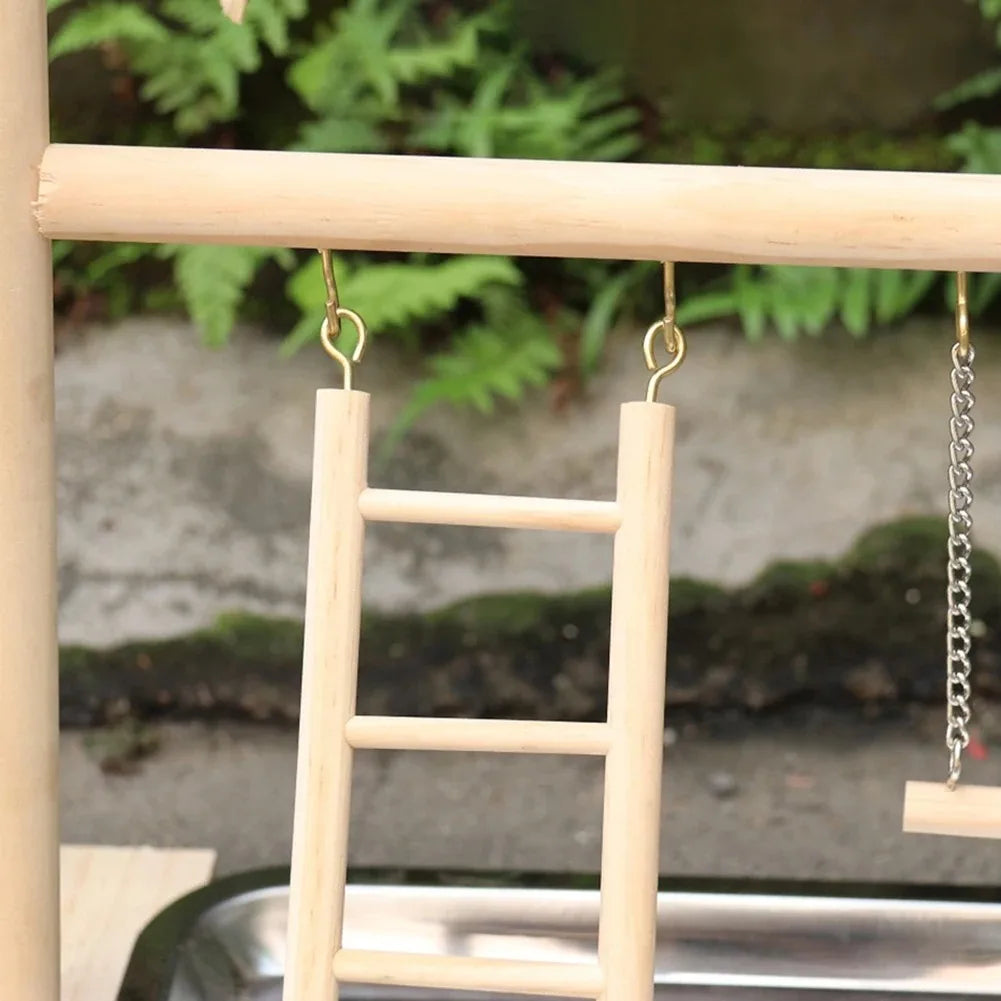 Bird Playground Perch Stand | Swing, Feeding Cups, Climbing Ladder | Parrot Playstand Exercise Playgym for Parakeet, Cockatiel, Lovebird