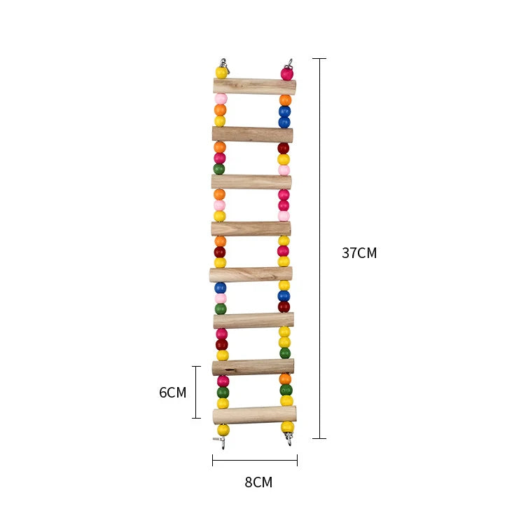Bird Parrot Toys | Colorful Hanging Cage Climbing Ladders with Natural Wood | Parrots Suspension Bridge Swing Toys | Bird Toy Supplies