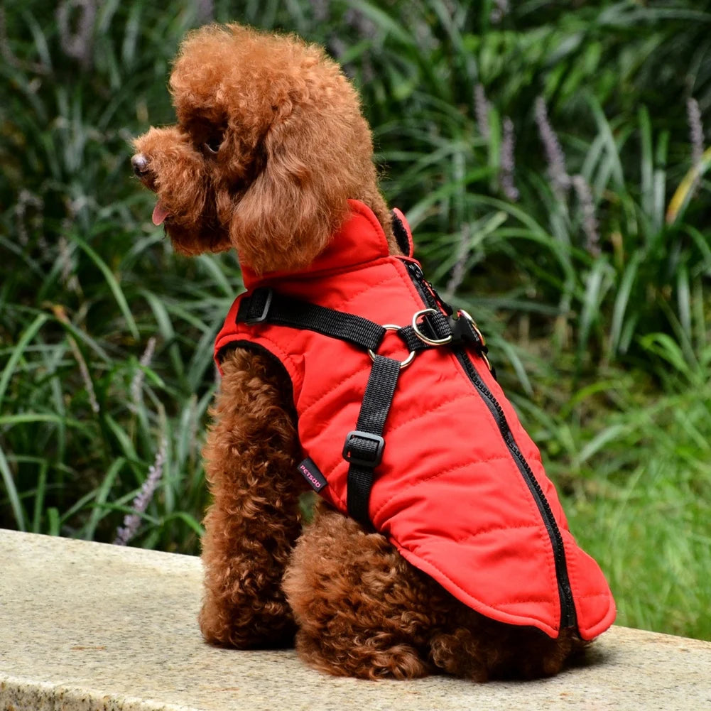 Dog Coat with Harness Winter Fleece Zipper Jacket Small Dog Clothes Winter Cat Apparel Lightweight for Indoor Outdoor Pet Gifts