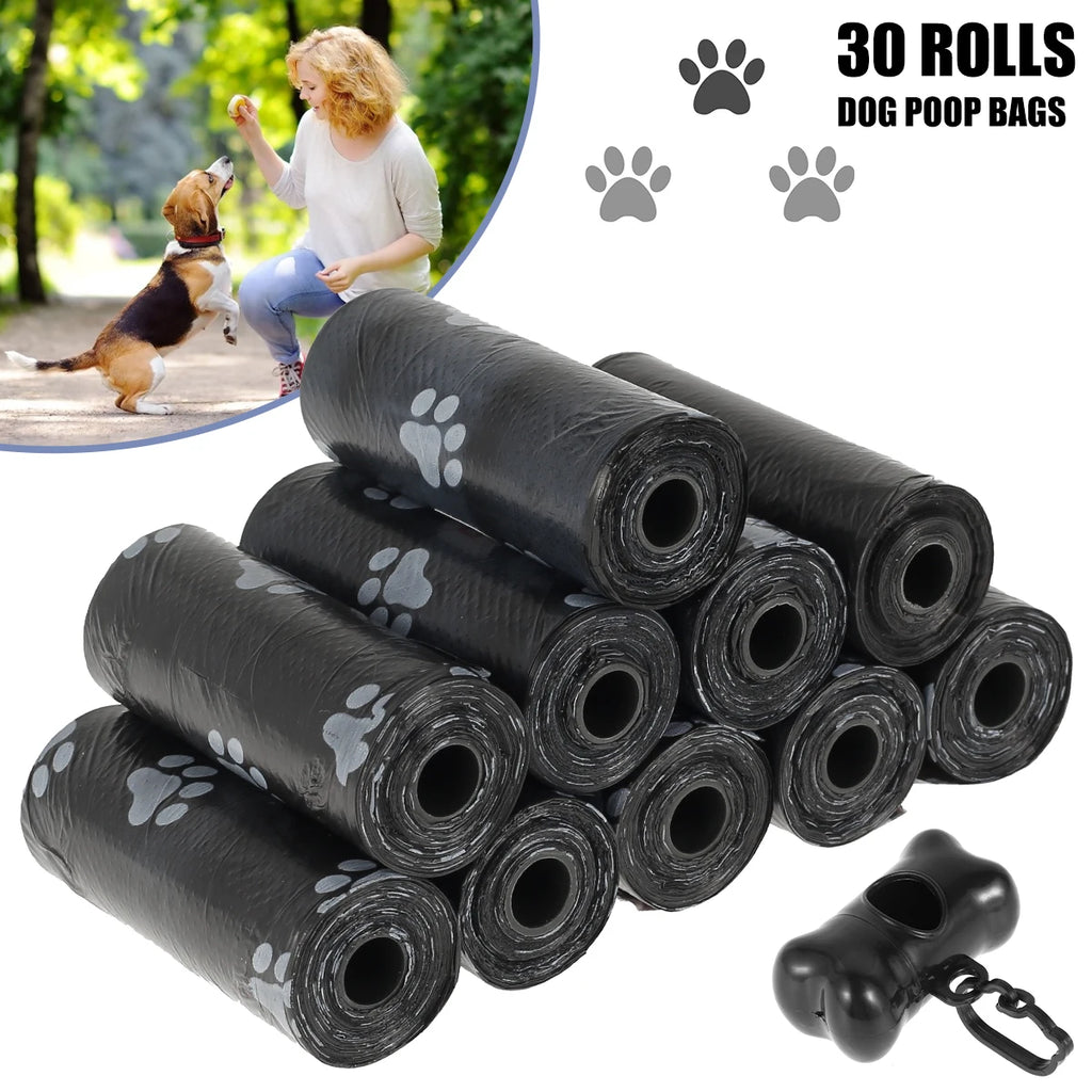 30 Roll Dog Poop Bags Disposable Pet Waste Bags Bone-Shape Divider Design Durable and Biodegradable