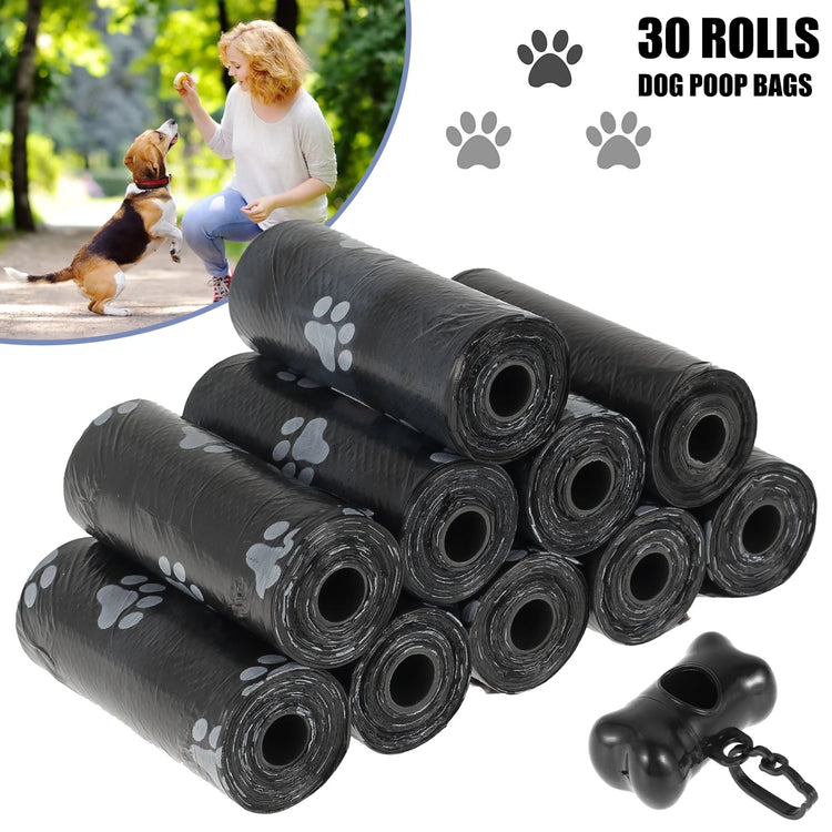 30 Roll Dog Poop Bags Disposable Pet Waste Bags Bone-Shape Divider Design Durable and Biodegradable