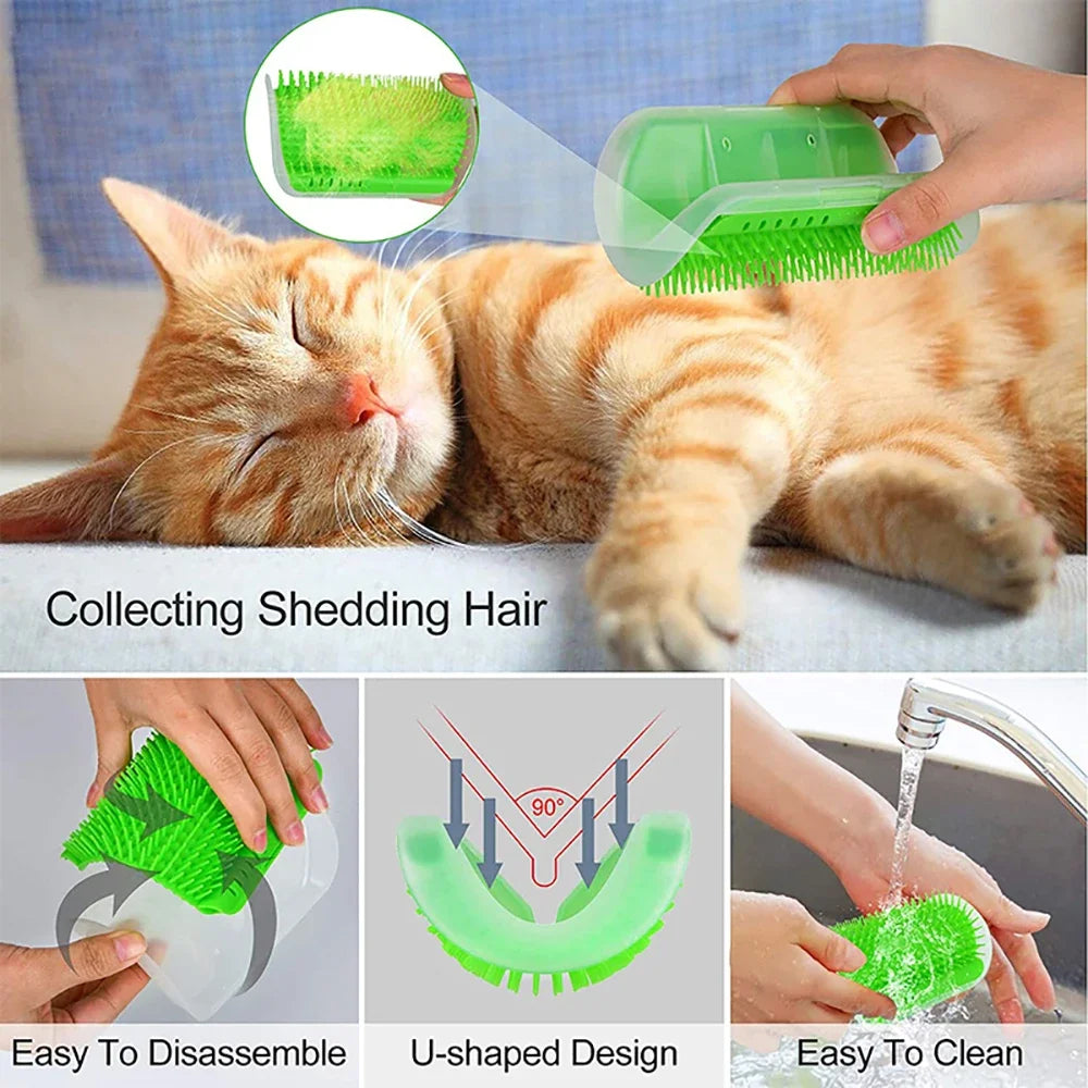 Cats Groomer Self Brush | Pet Massage Comb | Wall Corner Scratcher | Removable Self-Grooming Brush | Cat Cleaning Supplies