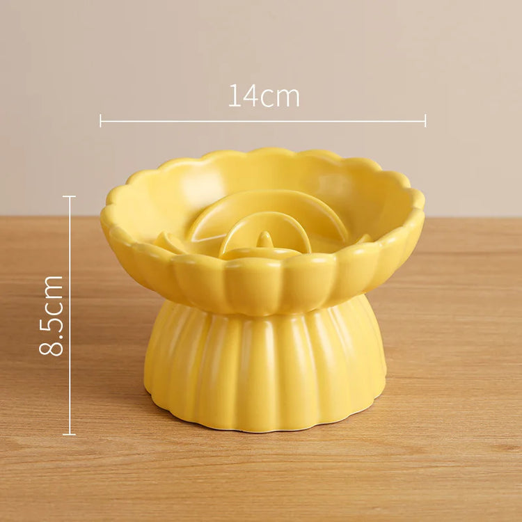Cat Food Bowl | Ceramic Elevated | Cats/Small Dogs | Slow Feed Bowls | Anti-Choking Eating Feeders | Anti-Gulping Puppy Supplies