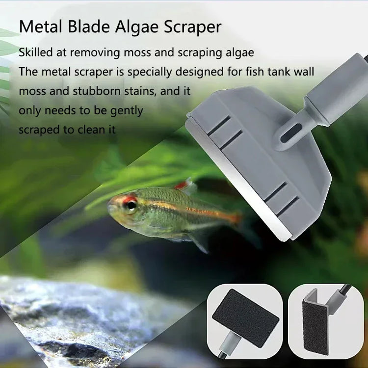 Aquarium Cleaning Tool Kit – 3-in-1 / 5-in-1 Fish Tank Cleaner with Net, Scraper & Sponge