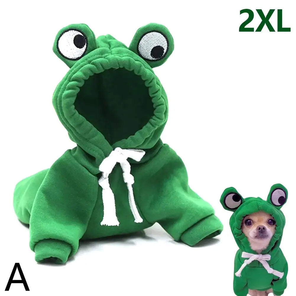 Cute Frog Dog Clothes For Small Dogs Hoodies Warm Fleece Pet Clothing Puppy Cat Costume Coat For Puppy Small Medium Dogs Ca Q6O1