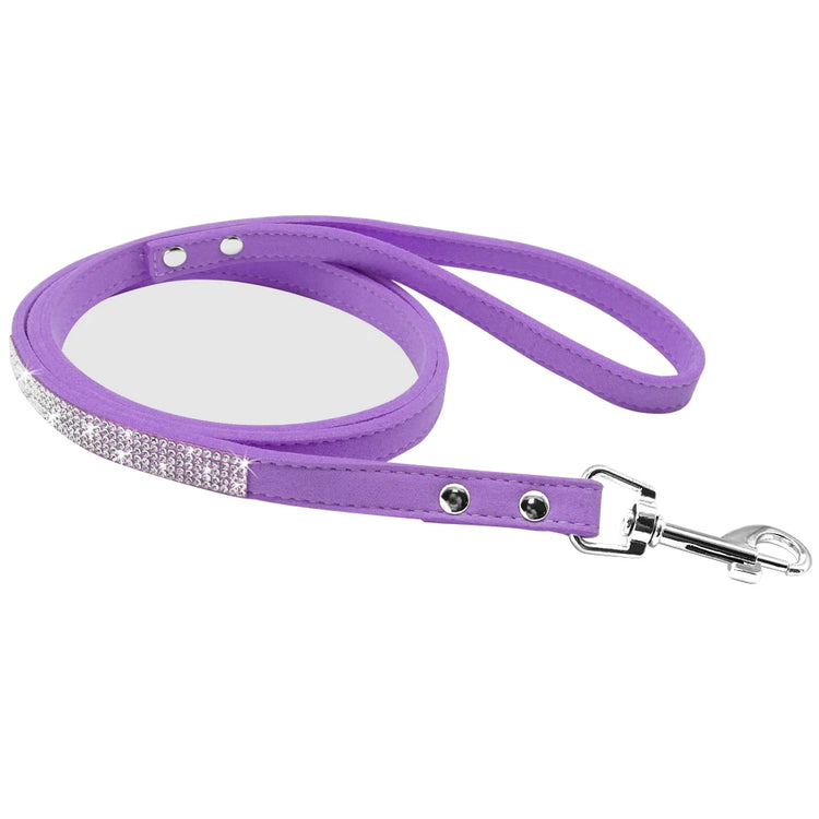 Bling Rhinestone Dog Cat Collars | Leather Pet Puppy Kitten Collar | Walk Leash Lead for Small Medium Dogs Cats | Chihuahua Pug Yorkie