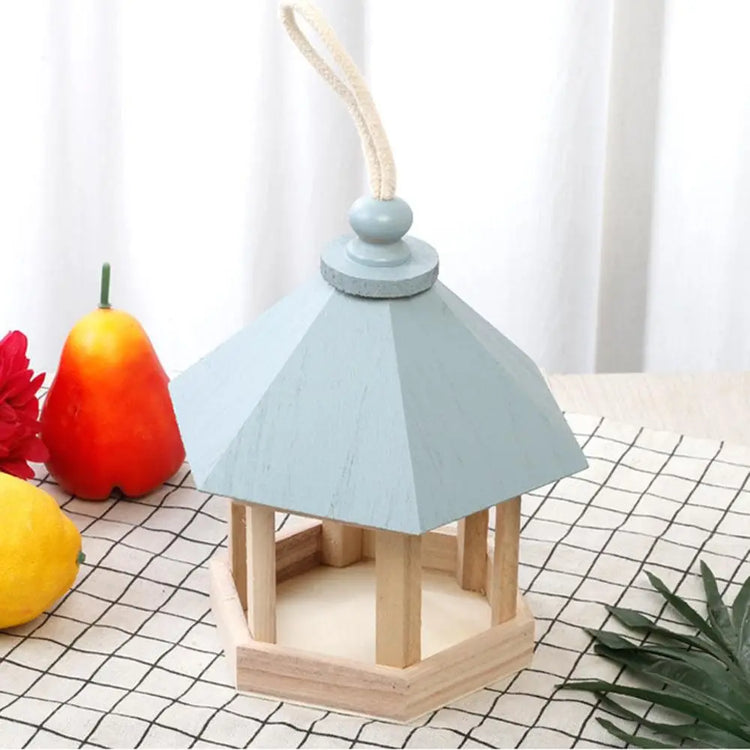 Simple Hanging Wooden Bird House Feeder – Outdoor Bird Shelter for Garden, Balcony, or Deck