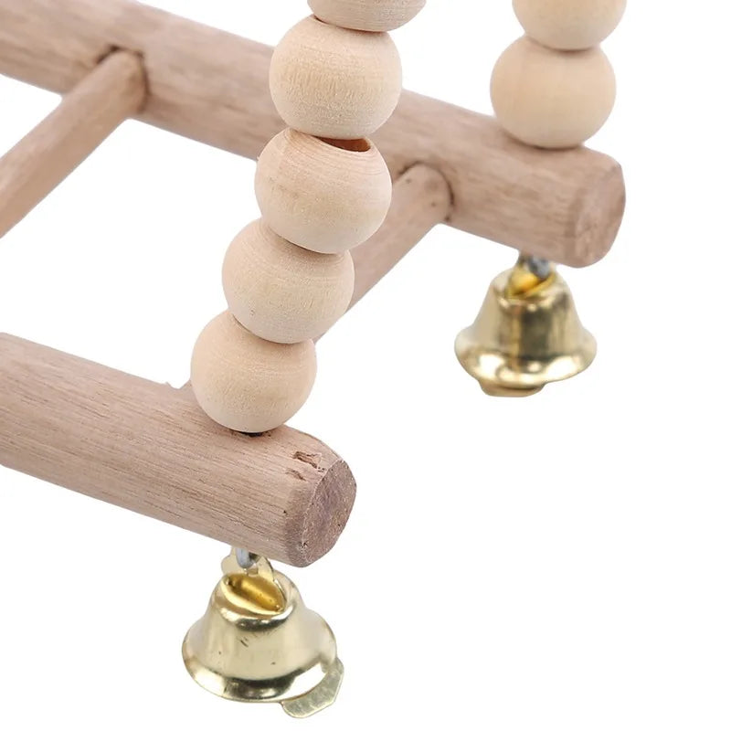 Bird Swing Toy | Wooden Parrot Perch Stand with Chewing Beads | Cage Playground for Budgie Birds