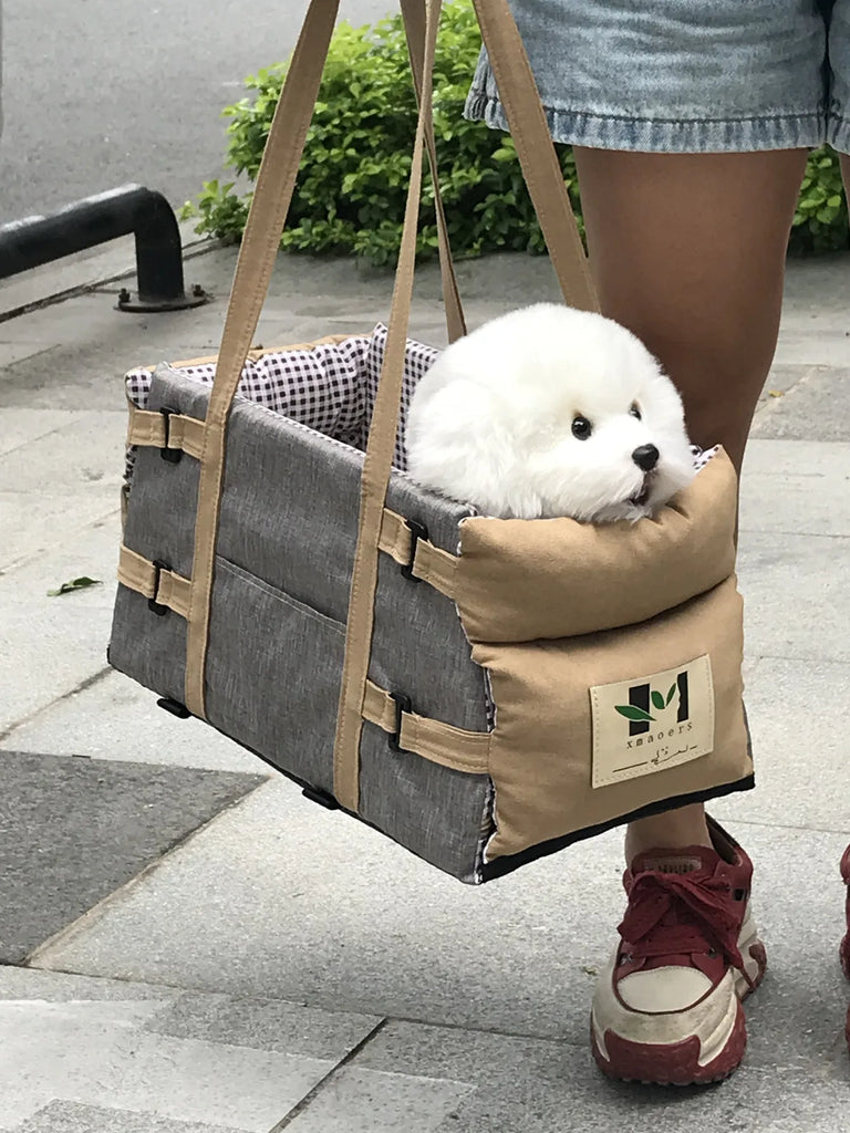 Portable Dog Car Seat Booster for Small Dogs and Cats – Soft, Comfortable Travel Carrier with Safety Straps