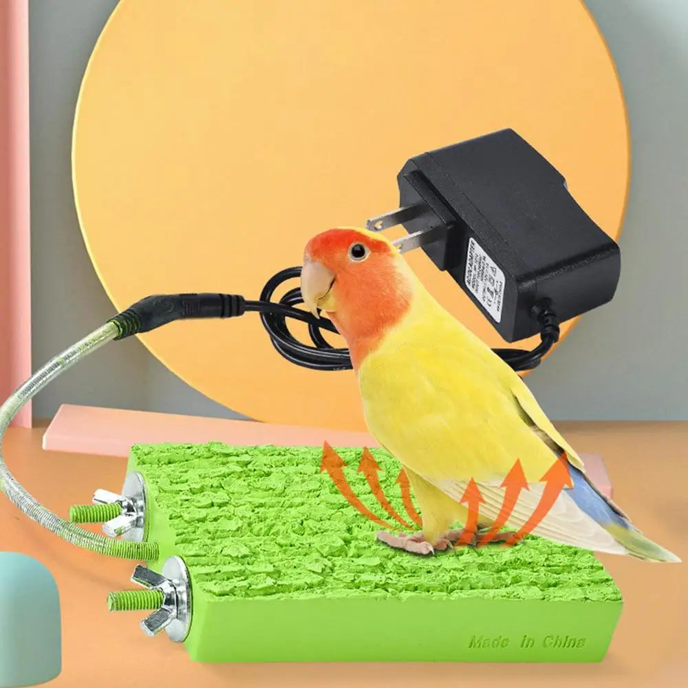 Bird Cage Heated Perch Platform – Snuggle-Up Parrot Warmer with Anti-Bite Cord | Automatic Bird Heater for Budgies & Small Cage Birds