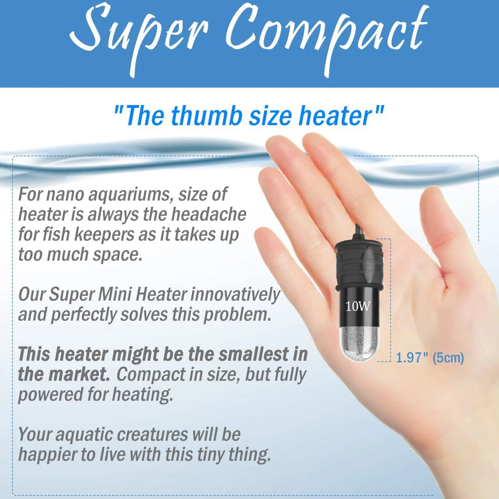 USB 10W Mini Aquarium Heater – Digital Display, Adjustable Temperature, for 1–5L Fish Tanks