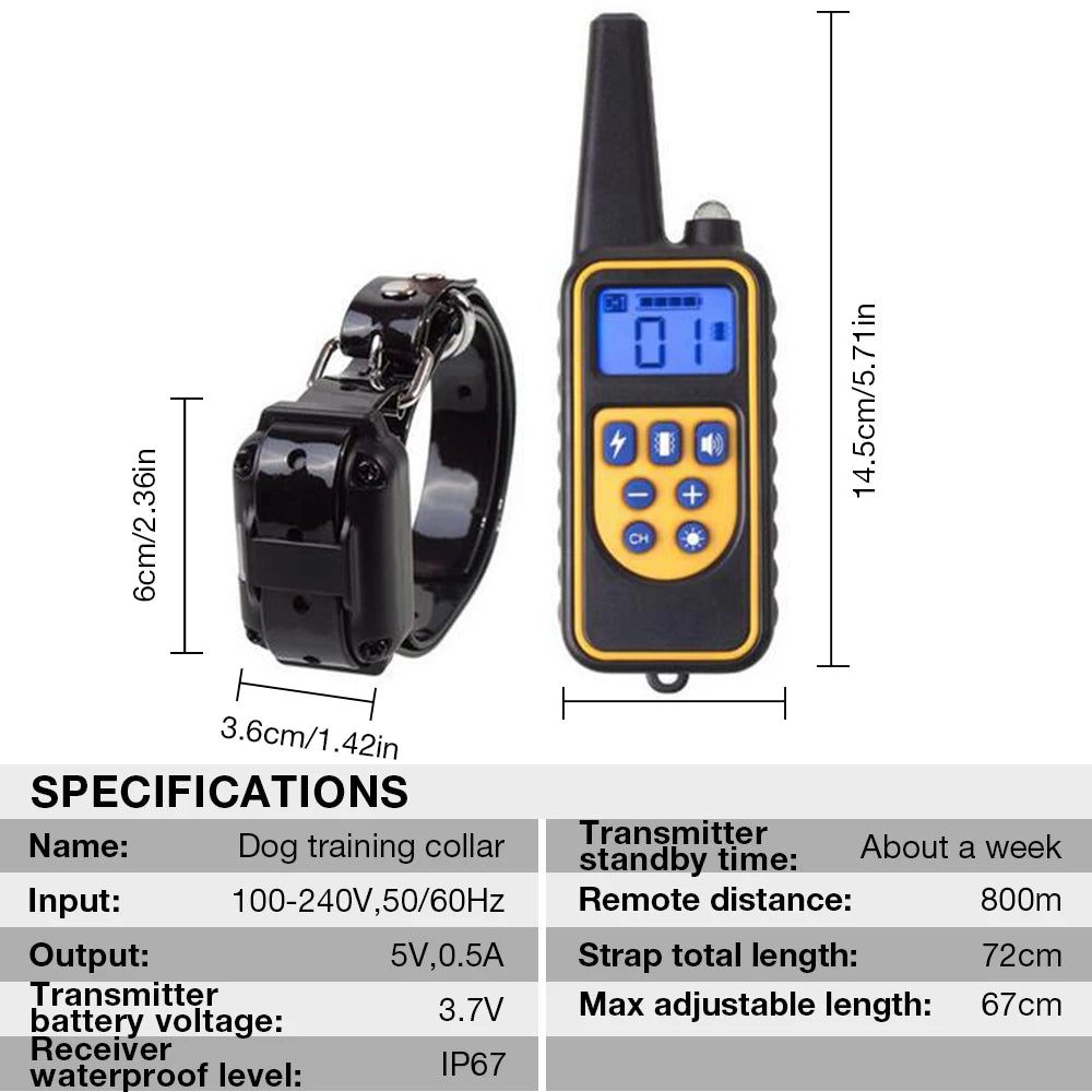 Waterproof Electric Dog Training Collar with Remote – Rechargeable Anti-Bark Device for All Dog Sizes