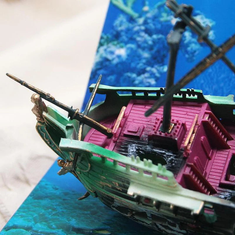 Large Aquarium Decoration Boat Aquarium Ship Air Split Shipwreck Fish Tank Decor