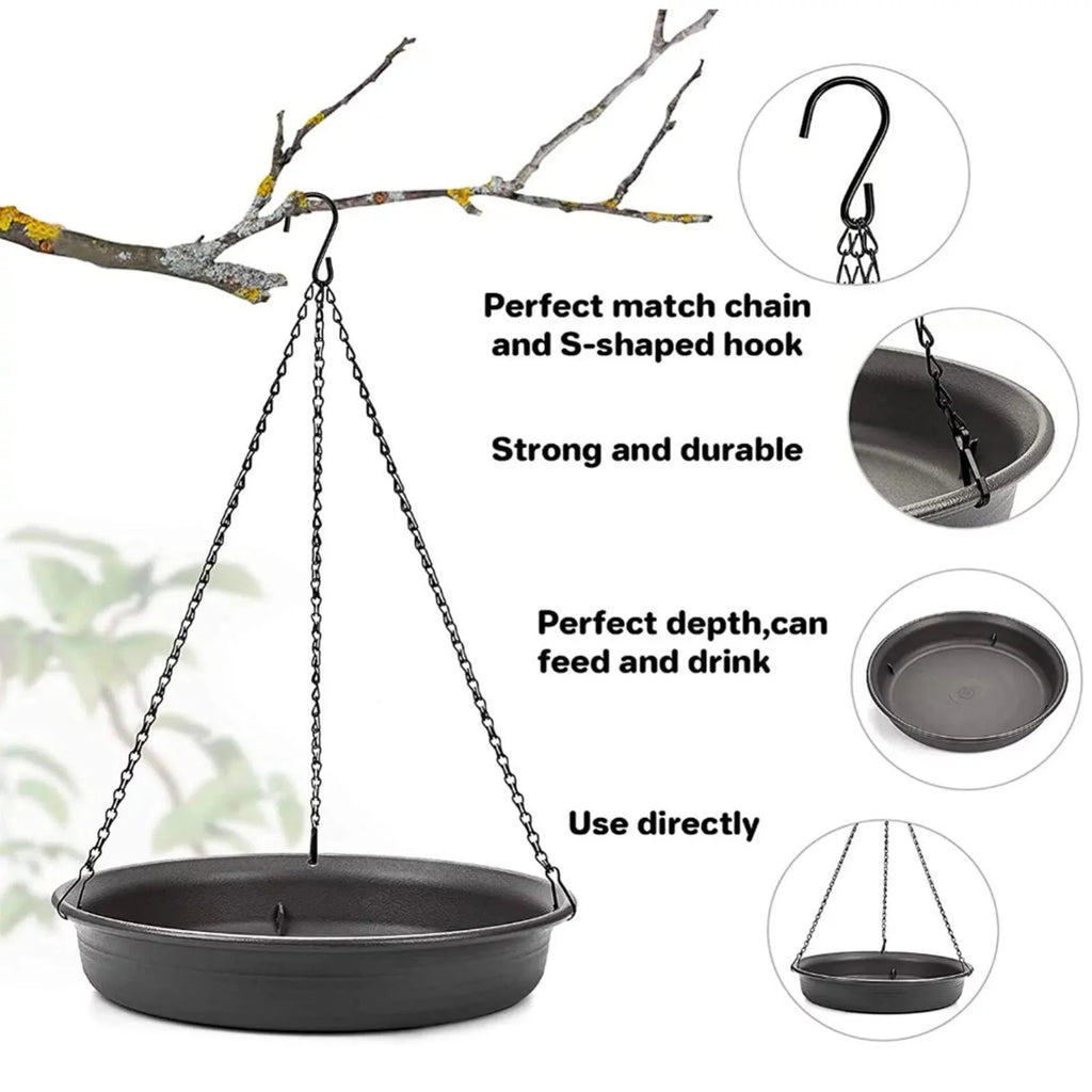 Bird Feeding Tray | Hanging Bird Bath Feeder Water Bowl for Outdoor Parrot Decor