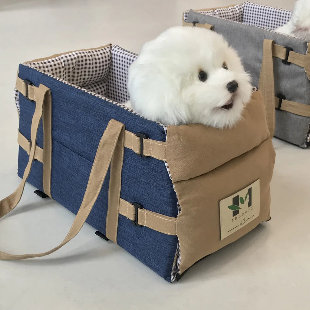 Portable Dog Car Seat Booster for Small Dogs and Cats – Soft, Comfortable Travel Carrier with Safety Straps