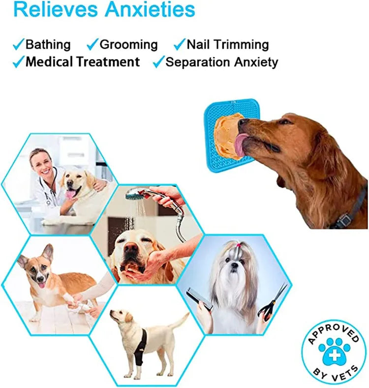 Silicone Pet Licking Mat for Cats/Dogs | Anti-Choking Slow Food Bowl | Bath Distraction Plate | Pet Supplies Cutlery