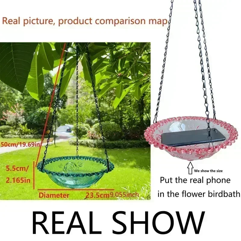 Flower-Shaped Hanging Bird Feeder & Birdbath | Outdoor Garden Tray for Hummingbirds & Wild Birds | Yard & Farm Decor